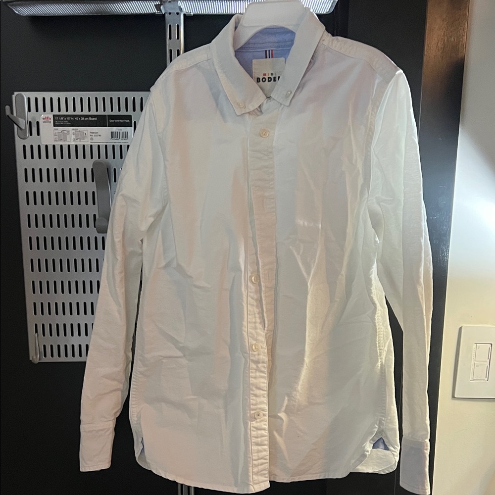 Boys Mini Boden Crisp White Collared Shirt size 11-12